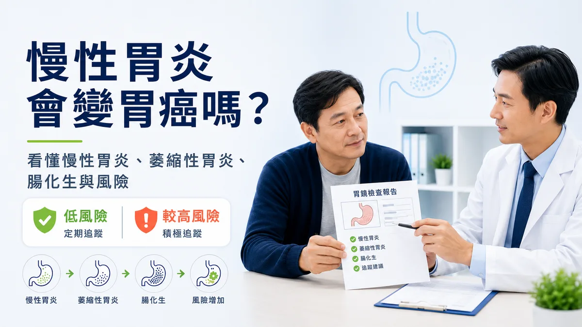 慢性胃炎、萎縮性胃炎、腸化生：會變胃癌嗎？多久追蹤一次？