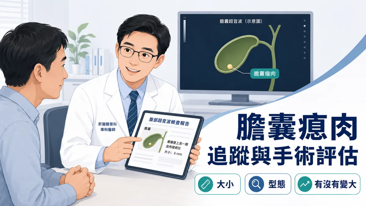 膽囊瘜肉衛教封面圖：超音波報告與追蹤說明