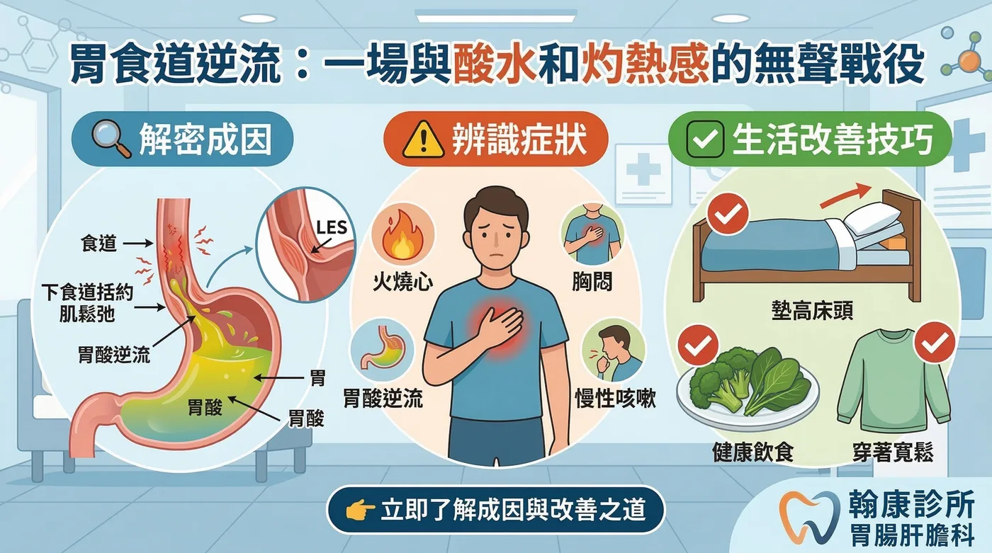 胃食道逆流怎麼辦？腸胃科醫師說明症狀、原因、改善與就醫時機